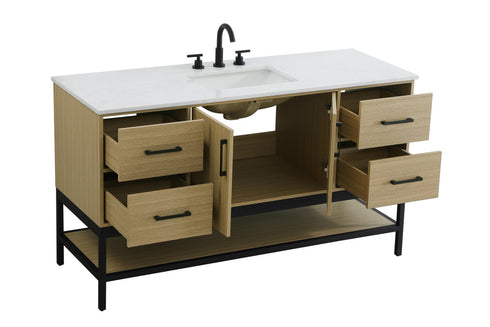 Elegant Lighting Lennox Vanity Cabinet 2Dr4Dw 60 Inch x22 Inch x34 Inch in Honey Brown Model: VF60760MHB