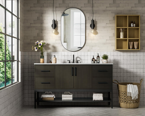 Elegant Lighting Lennox Vanity Cabinet 2Dr4Dw 60 Inch x22 Inch x34 Inch in Mocha Brown Model: VF60760MMB