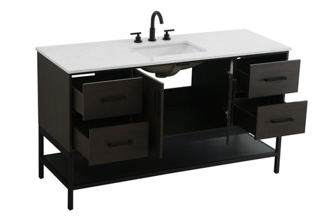 Elegant Lighting Lennox Vanity Cabinet 2Dr4Dw 60 Inch x22 Inch x34 Inch in Mocha Brown Model: VF60760MMB