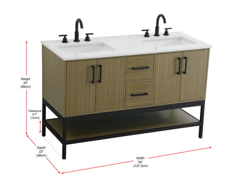 Elegant Lighting Lennox Vanity Cabinet 4Dr2Dw 54 Inch x22 Inch x34 Inch in Chestnut Brown Model: VF60754DMCB
