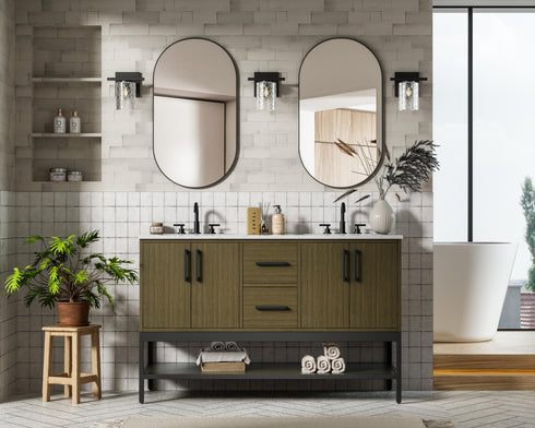 Elegant Lighting Lennox Vanity Cabinet 4Dr2Dw 54 Inch x22 Inch x34 Inch in Chestnut Brown Model: VF60754DMCB