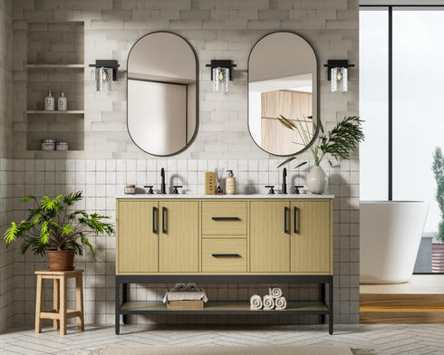 Elegant Lighting Lennox Vanity Cabinet 4Dr2Dw 54 Inch x22 Inch x34 Inch in Honey Brown Model: VF60754DMHB
