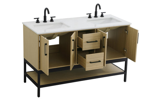 Elegant Lighting Lennox Vanity Cabinet 4Dr2Dw 54 Inch x22 Inch x34 Inch in Honey Brown Model: VF60754DMHB