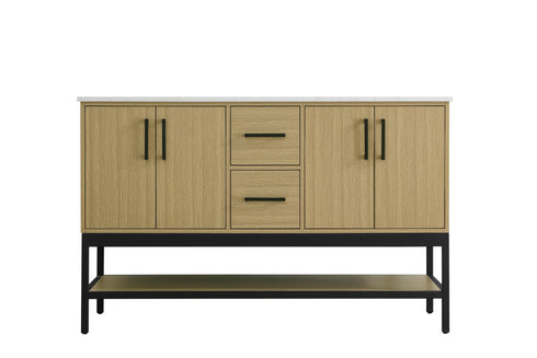Elegant Lighting Lennox Vanity Cabinet 4Dr2Dw 54 Inch x22 Inch x34 Inch in Honey Brown Model: VF60754DMHB