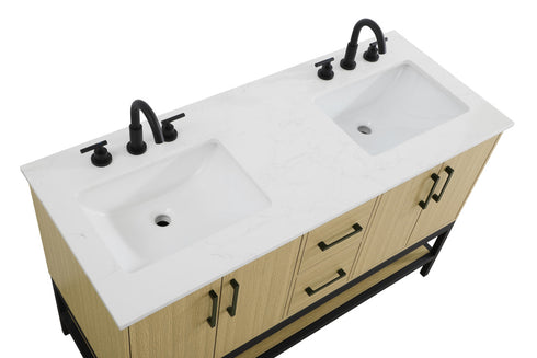 Elegant Lighting Lennox Vanity Cabinet 4Dr2Dw 54 Inch x22 Inch x34 Inch in Honey Brown Model: VF60754DMHB