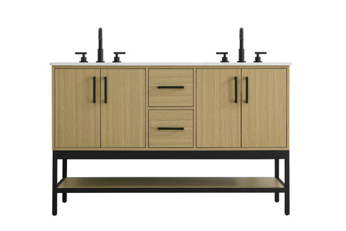 Elegant Lighting Lennox Vanity Cabinet 4Dr2Dw 54 Inch x22 Inch x34 Inch in Honey Brown Model: VF60754DMHB