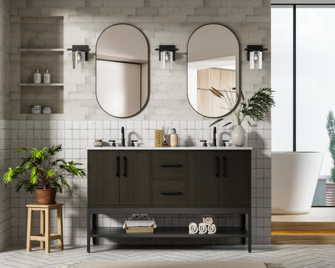 Elegant Lighting Lennox Vanity Cabinet 4Dr2Dw 54 Inch x22 Inch x34 Inch in Mocha Brown Model: VF60754DMMB