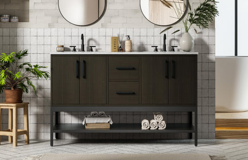 Elegant Lighting Lennox Vanity Cabinet 4Dr2Dw 54 Inch x22 Inch x34 Inch in Mocha Brown Model: VF60754DMMB