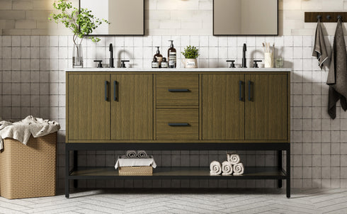 Elegant Lighting Lennox Vanity Cabinet 4Dr2Dw 60 Inch x22 Inch x34 Inch in Chestnut Brown Model: VF60760DMCB