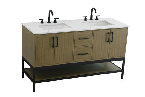 Elegant Lighting Lennox Vanity Cabinet 4Dr2Dw 60 Inch x22 Inch x34 Inch in Chestnut Brown Model: VF60760DMCB