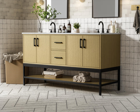 Elegant Lighting Lennox Vanity Cabinet 4Dr2Dw 60 Inch x22 Inch x34 Inch in Honey Brown Model: VF60760DMHB