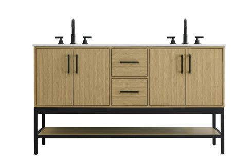 Elegant Lighting Lennox Vanity Cabinet 4Dr2Dw 60 Inch x22 Inch x34 Inch in Honey Brown Model: VF60760DMHB