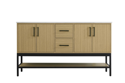 Elegant Lighting Lennox Vanity Cabinet 4Dr2Dw 60 Inch x22 Inch x34 Inch in Honey Brown Model: VF60760DMHB