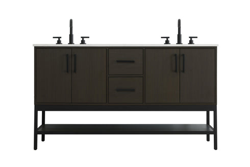 Elegant Lighting Lennox Vanity Cabinet 4Dr2Dw 60 Inch x22 Inch x34 Inch in Mocha Brown Model: VF60760DMMB