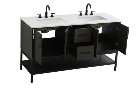 Elegant Lighting Lennox Vanity Cabinet 4Dr2Dw 60 Inch x22 Inch x34 Inch in Mocha Brown Model: VF60760DMMB