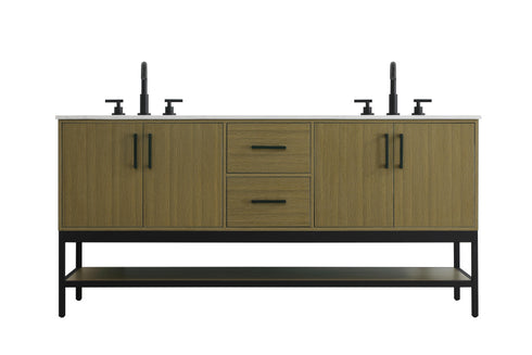 Elegant Lighting Lennox Vanity Cabinet 4Dr2Dw 72 Inch x22 Inch x34 Inch in Chestnut Brown Model: VF60772DMCB