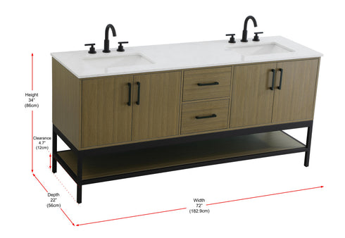 Elegant Lighting Lennox Vanity Cabinet 4Dr2Dw 72 Inch x22 Inch x34 Inch in Chestnut Brown Model: VF60772DMCB