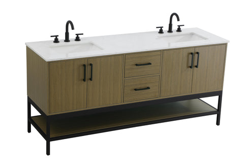 Elegant Lighting Lennox Vanity Cabinet 4Dr2Dw 72 Inch x22 Inch x34 Inch in Chestnut Brown Model: VF60772DMCB