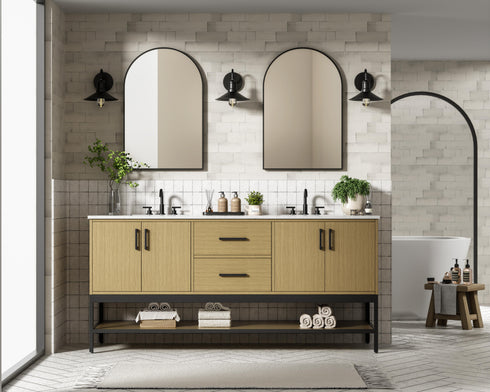 Elegant Lighting Lennox Vanity Cabinet 4Dr2Dw 72 Inch x22 Inch x34 Inch in Honey Brown Model: VF60772DMHB