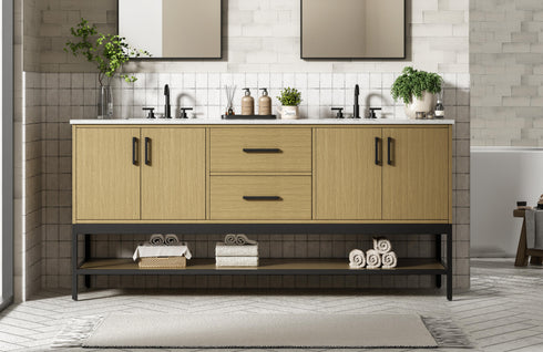 Elegant Lighting Lennox Vanity Cabinet 4Dr2Dw 72 Inch x22 Inch x34 Inch in Honey Brown Model: VF60772DMHB