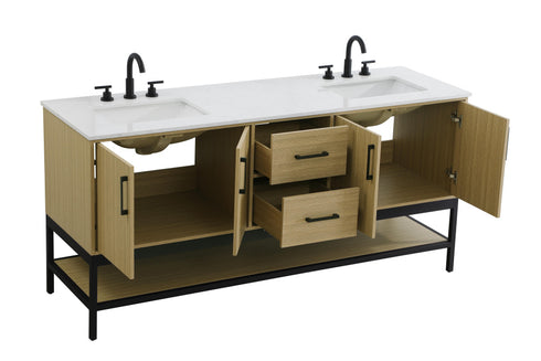 Elegant Lighting Lennox Vanity Cabinet 4Dr2Dw 72 Inch x22 Inch x34 Inch in Honey Brown Model: VF60772DMHB