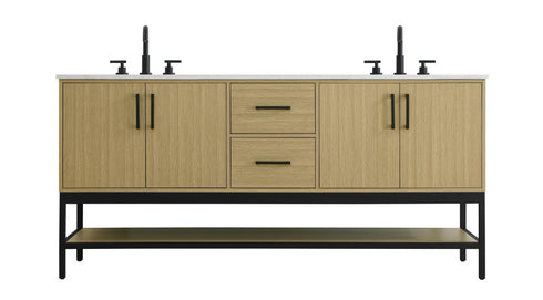 Elegant Lighting Lennox Vanity Cabinet 4Dr2Dw 72 Inch x22 Inch x34 Inch in Honey Brown Model: VF60772DMHB