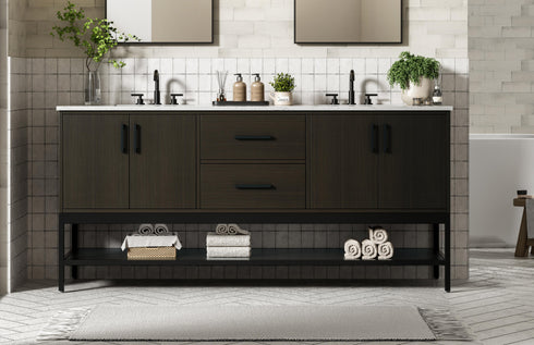 Elegant Lighting Lennox Vanity Cabinet 4Dr2Dw 72 Inch x22 Inch x34 Inch in Mocha Brown Model: VF60772DMMB