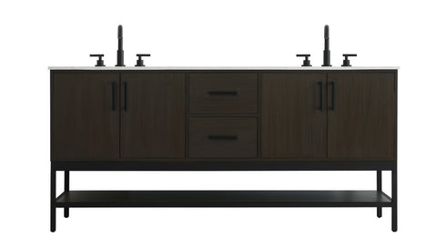 Elegant Lighting Lennox Vanity Cabinet 4Dr2Dw 72 Inch x22 Inch x34 Inch in Mocha Brown Model: VF60772DMMB