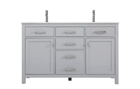 Elegant Lighting Lewis 54 Inch Double Bathroom Vanity in Grey Model: VF23354DGR