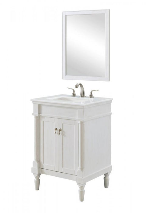 Elegant Lighting Lexington 24 Inch Single Bathroom Vanity in Antique White with Ivory White Engineered Marble Model: VF13024AW-VW