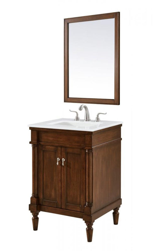 Elegant Lighting Lexington 24 Inch Single Bathroom Vanity in Antique White with Ivory White Engineered Marble Model: VF13024AW-VW