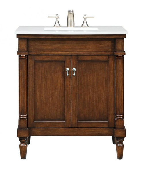 Elegant Lighting Lexington 30 Inch Single Bathroom Vanity in Antique White with Ivory White Engineered Marble Model: VF13030AW-VW