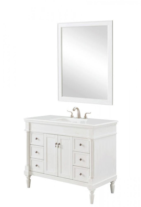 Elegant Lighting Lexington 42 Inch Single Bathroom Vanity in Antique Beige with Ivory White Engineered Marble Model: VF13042AB-VW