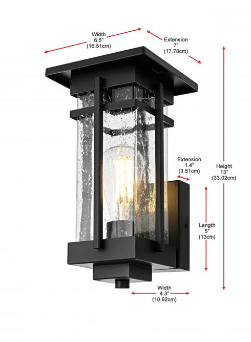 Elegant Lighting Livingston 7 inch Outdoor Pendant in Black Model: OD321W13BK