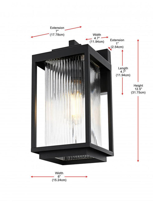 Elegant Lighting Ludlow 7 inch Outdoor Pendant in Black Model: OD308W13BK