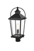 Elegant Lighting Luz 23 inch Outdoor Post light in Black in Black and Clear Finish Model: OD605P23BK