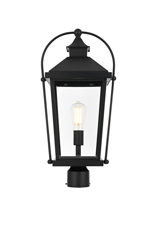 Elegant Lighting Luz 23 inch Outdoor Post light in Black in Black and Clear Finish Model: OD605P23BK