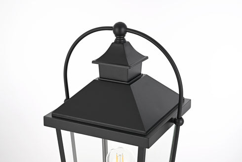 Elegant Lighting Luz 23 inch Outdoor Post light in Black in Black and Clear Finish Model: OD605P23BK