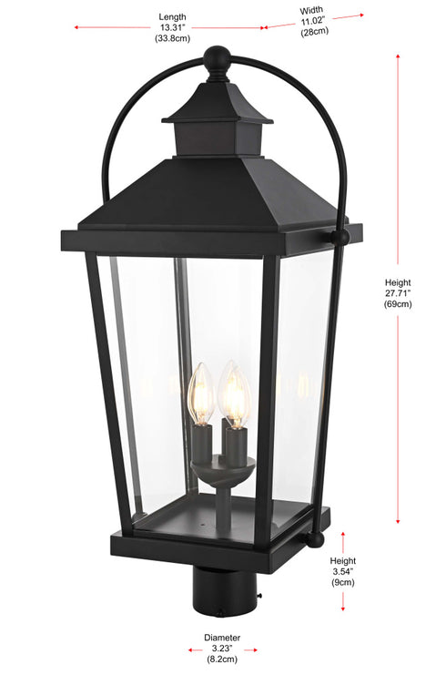 Elegant Lighting Luz 27 inch Outdoor Post light in Black in Black and Clear Finish Model: OD605P27BK