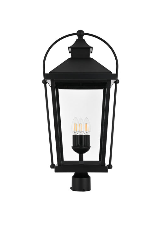 Elegant Lighting Luz 27 inch Outdoor Post light in Black in Black and Clear Finish Model: OD605P27BK