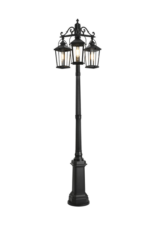 Elegant Lighting Luz 84 inch Outdoor Post light with pole in Black in Black and Clear Finish Model: OD605P84BK