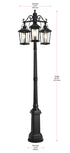 Elegant Lighting Luz 84 inch Outdoor Post light with pole in Black in Black and Clear Finish Model: OD605P84BK