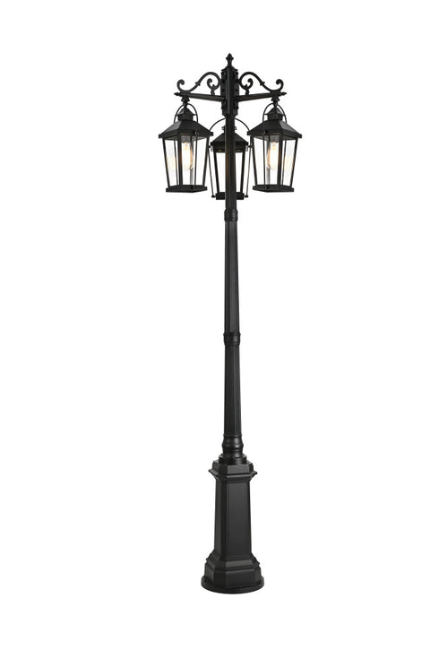 Elegant Lighting Luz 84 inch Outdoor Post light with pole in Black in Black and Clear Finish Model: OD605P84BK