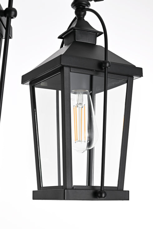 Elegant Lighting Luz 84 inch Outdoor Post light with pole in Black in Black and Clear Finish Model: OD605P84BK