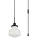 Elegant Lighting Lye Lyle 1 light Black and frosted white glass plug in pendant Model: LDPG6255BK