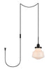 Elegant Lighting Lye Lyle 1 light Black and frosted white glass plug in pendant Model: LDPG6255BK