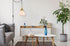 Elegant Lighting Lye Lyle 1 light Brass and frosted white glass plug in pendant Model: LDPG6257BR