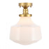 Elegant Lighting Lyle 1 light in Black and Clear seeded glass Flush mount Model: LD6240BK