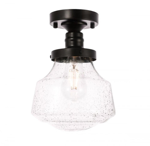 Elegant Lighting Lyle 1 light in Black and Clear seeded glass Flush mount Model: LD6240BK