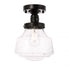 Elegant Lighting Lyle 1 light in Black and Clear seeded glass Flush mount Model: LD6240BK